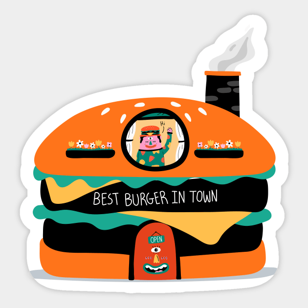 Best Burger In Town Resturant Sticker by StayMadMaddie